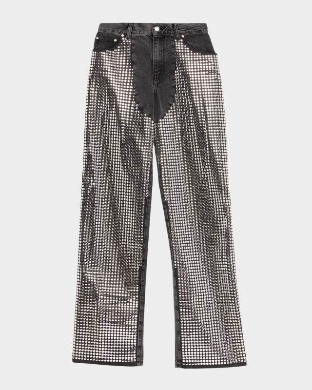 Mirror Studded Straight-Leg Jeans